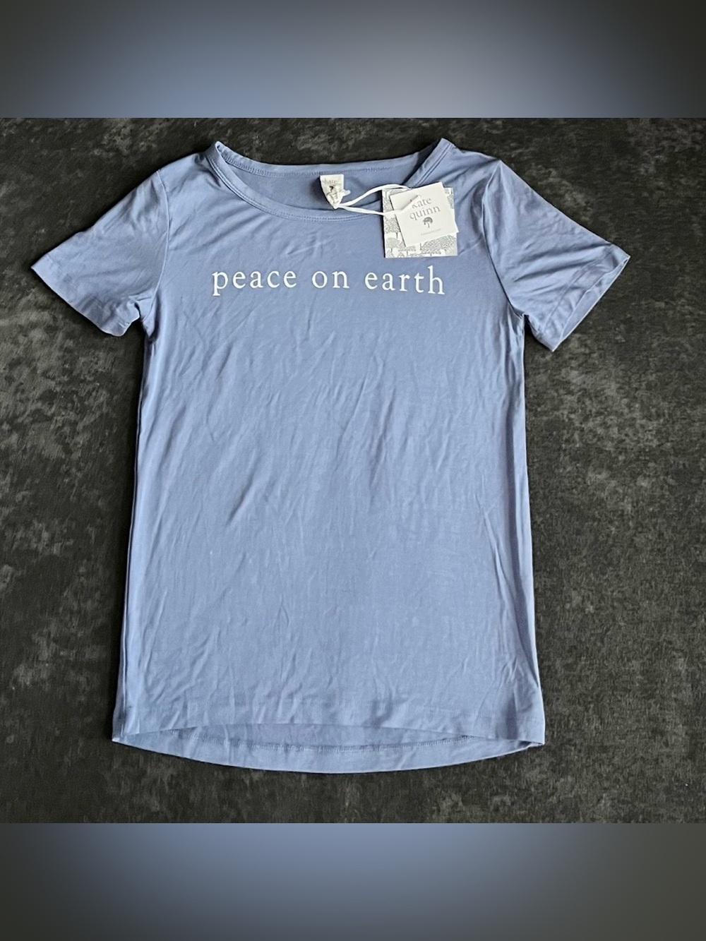 NWT Kate Quinn Kids Bamboo Peace on Earth Short Sleeve Shirt Size 7